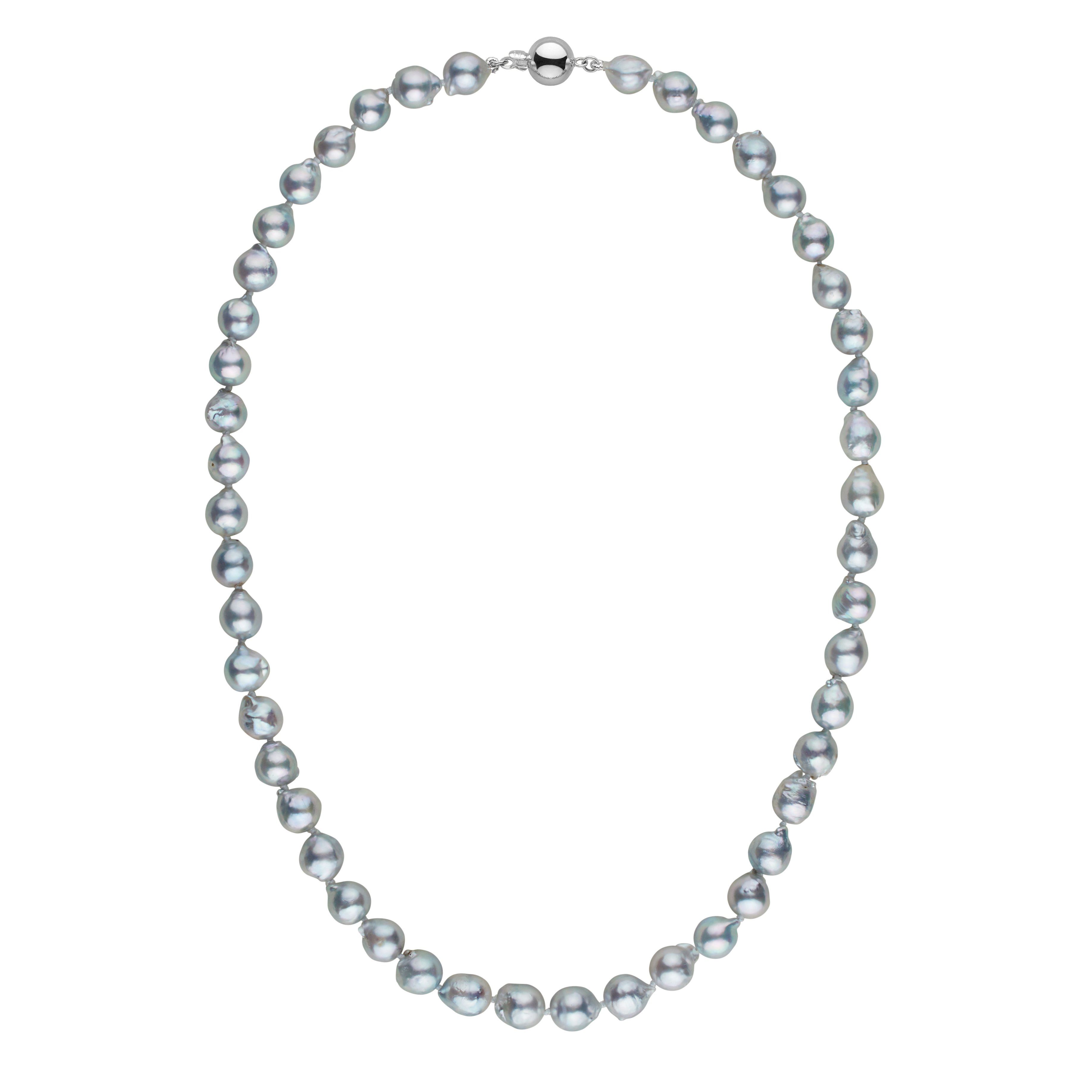 7.5-8.0 mm 18 Inch Silver-Blue Akoya Baroque Pearl Necklace wg