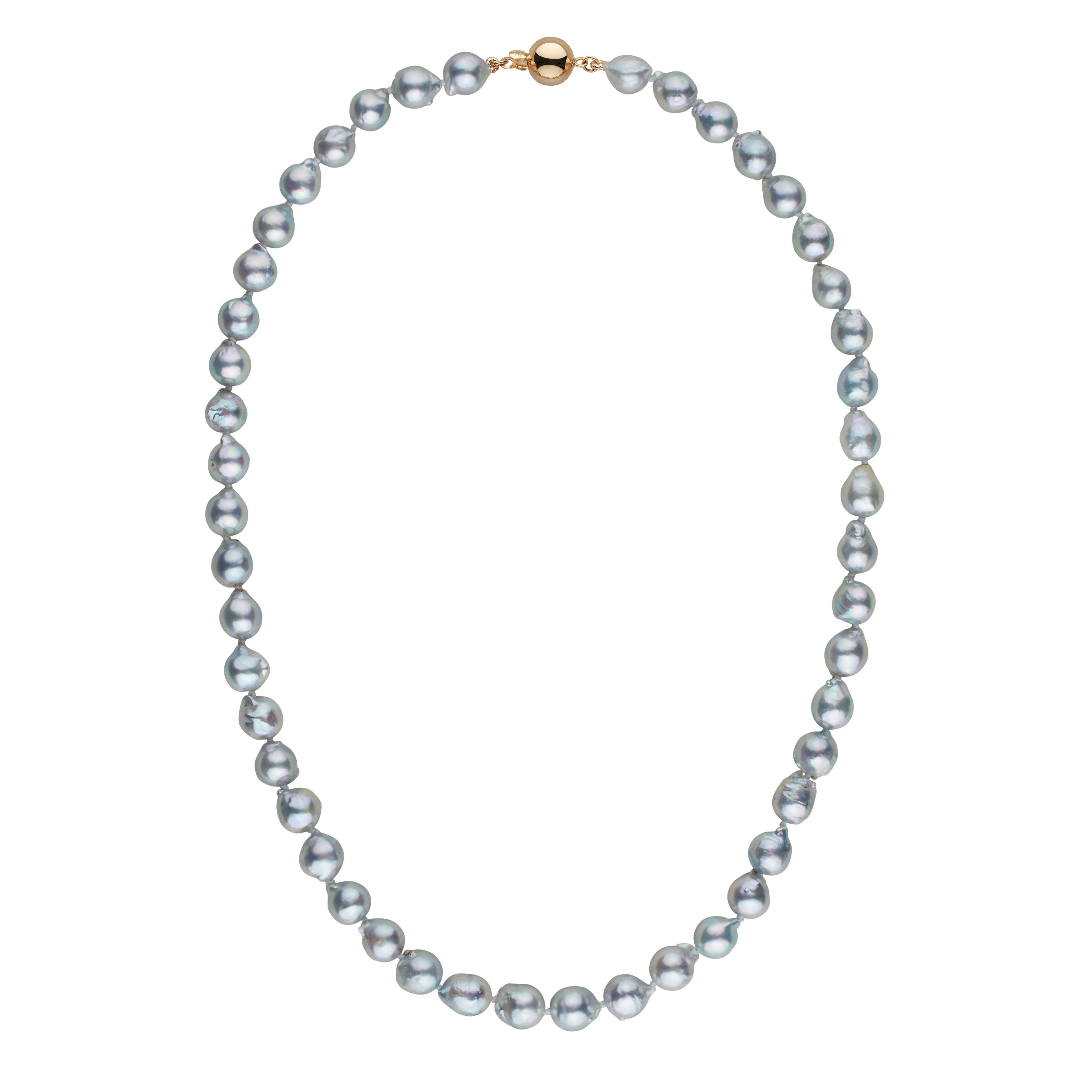 7.5-8.0 mm 18 Inch Silver-Blue Akoya Baroque Pearl Necklace yg