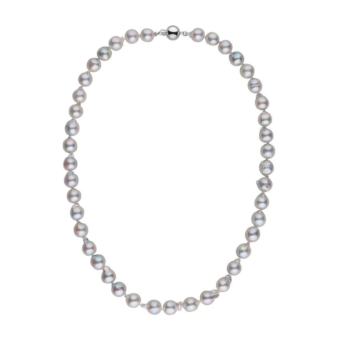 8.0-8.5 mm 18 Inch Silver-Blue Akoya Baroque Pearl Necklace white gold
