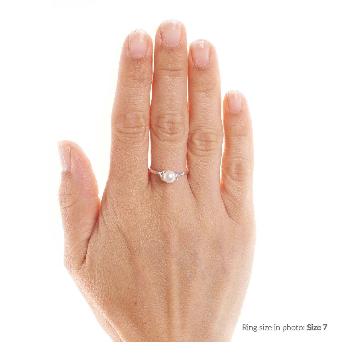 Bonita Collection Akoya Pearl Ring on hand