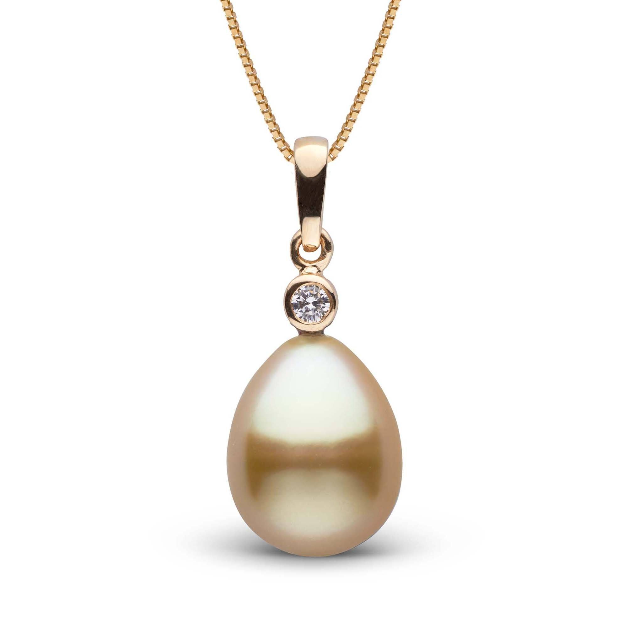 Brilliant Collection Drop Golden 10.0-11.0 mm South Sea Pearl and Diamond Pendant