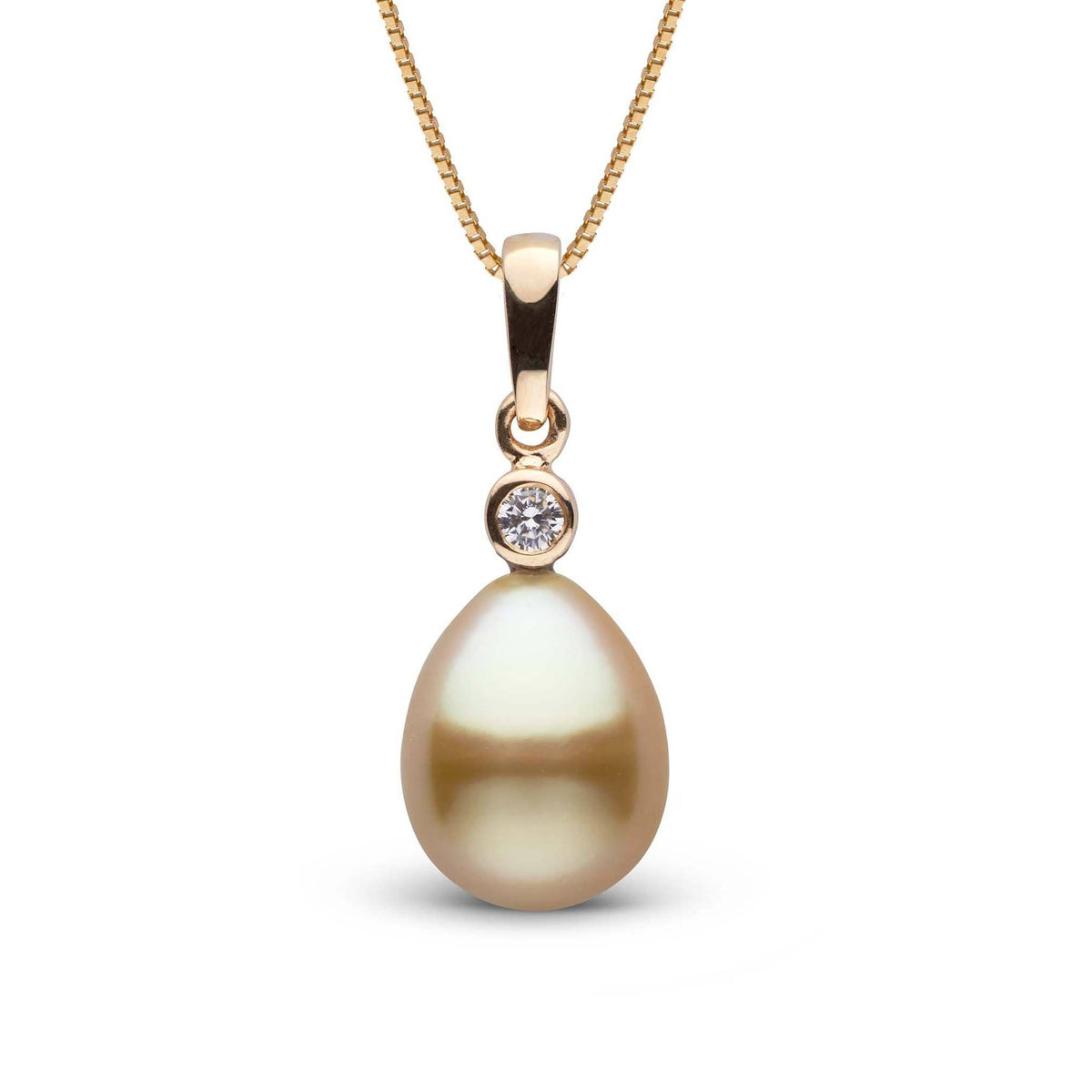 Brilliant Collection Drop Golden 9.0-10.0 mm South Sea Pearl and Diamond Pendant yg