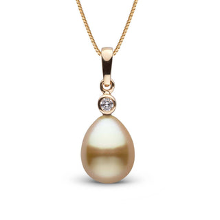 Brilliant Collection Drop Golden 9.0-10.0 mm South Sea Pearl and Diamond Pendant yg