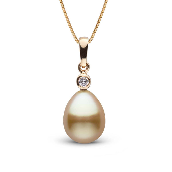 Brilliant Collection Drop Golden 9.0-10.0 mm South Sea Pearl and Diamond Pendant yg