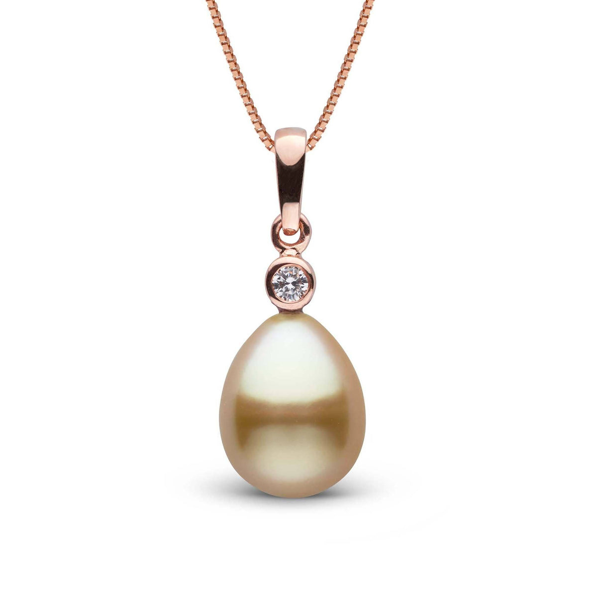 Brilliant Collection Drop Golden 9.0-10.0 mm South Sea Pearl and Diamond Pendant rg