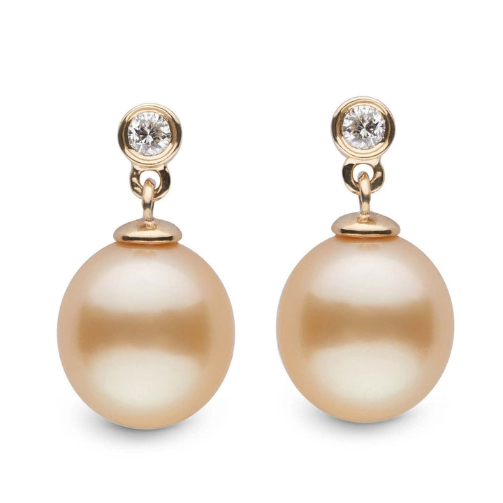 Drop Golden South Sea 9.0-10.0 mm Pearl and Diamond Dangle Earrings ...