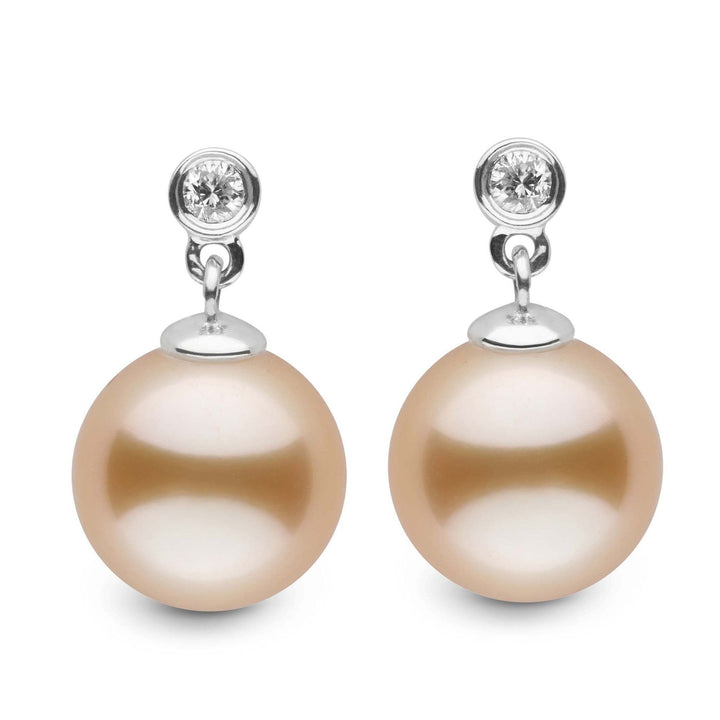 Brilliant Collection Golden South Sea 9.0-10.0 mm Pearl & Diamond Dangle Earrings