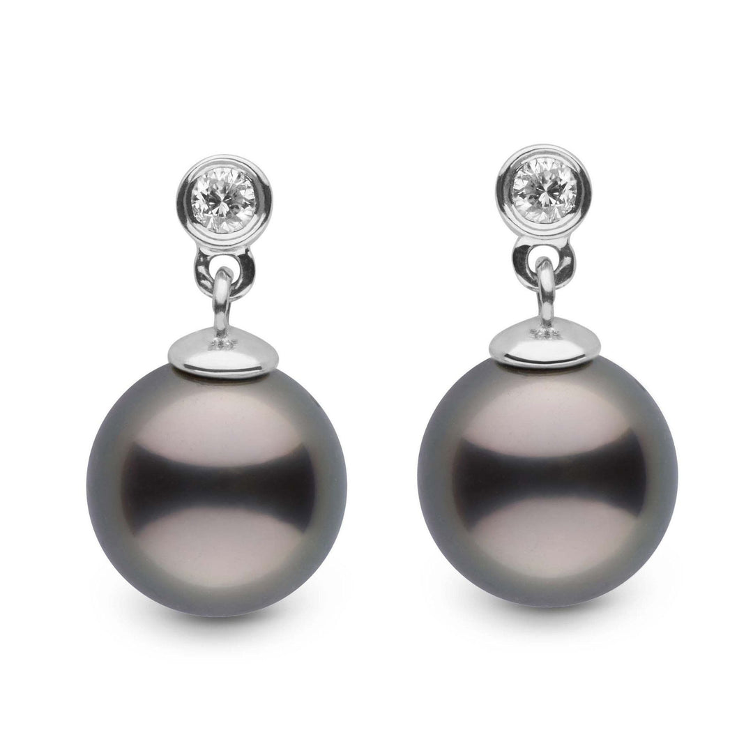 Brilliant Collection Tahitian 8.0-9.0 mm Pearl and Diamond Dangle Earrings wg