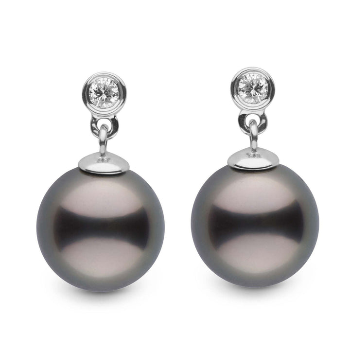 Brilliant Collection Tahitian 9.0-10.0 mm Pearl and Diamond Dangle Earrings wg