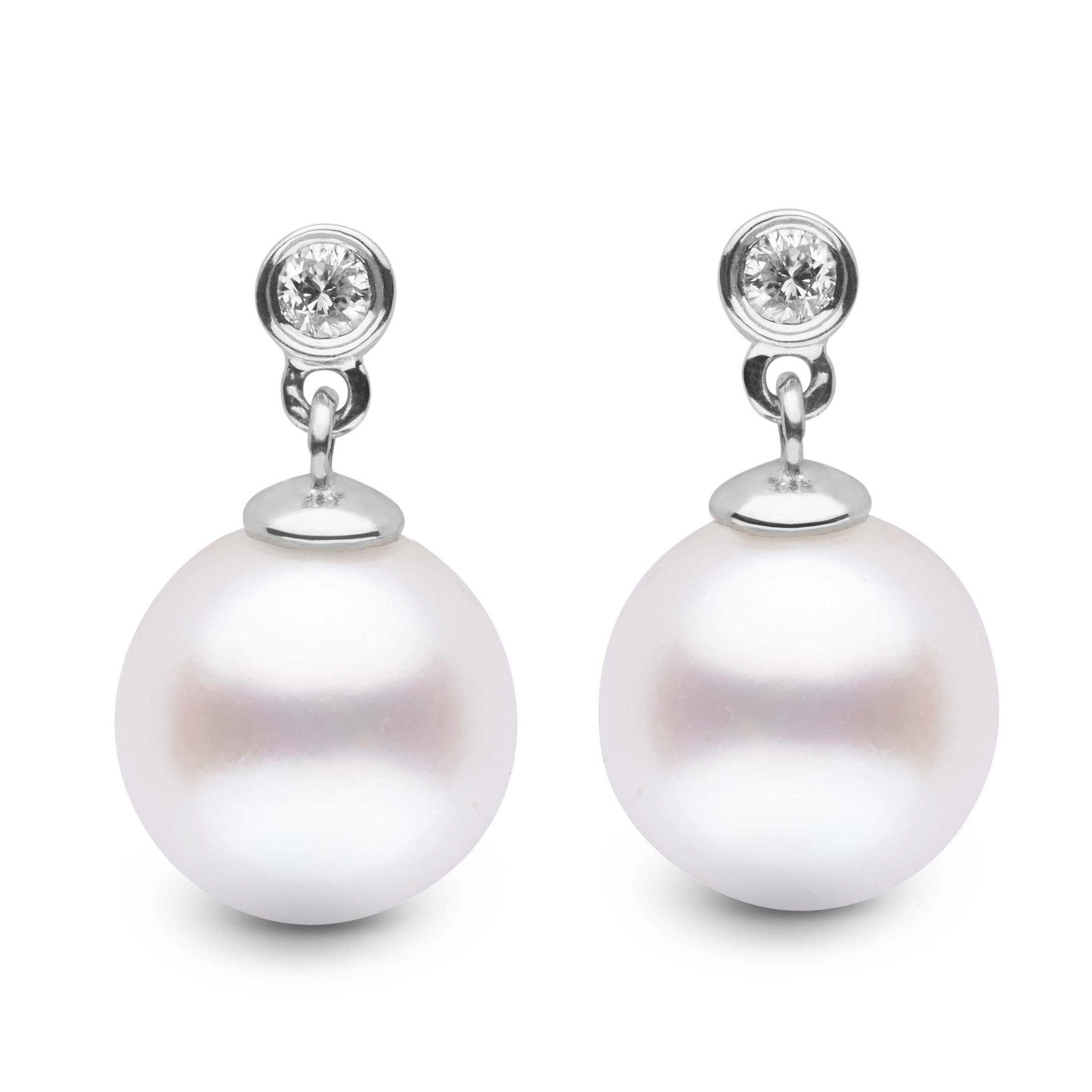 Brilliant Collection White Freshadama 9.0-10.0 mm Pearl & Diamond Earrings white gold