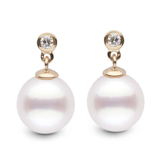 Brilliant Collection White South Sea 9.0-10.0 mm Pearl and Diamond Dangle Earrings yg