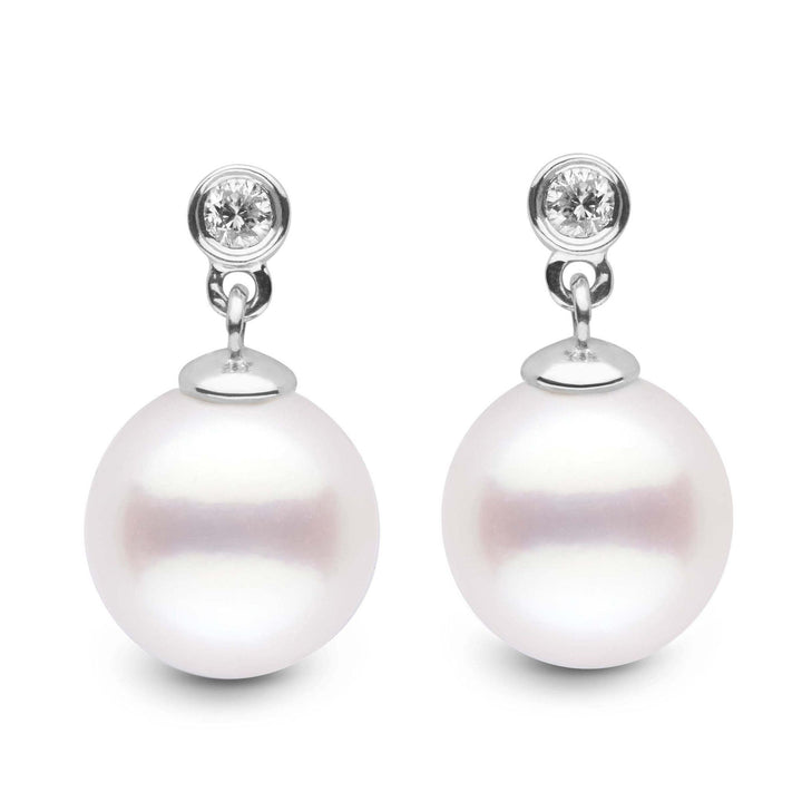 Brilliant Collection White South Sea 9.0-10.0 mm Pearl and Diamond Dangle Earrings