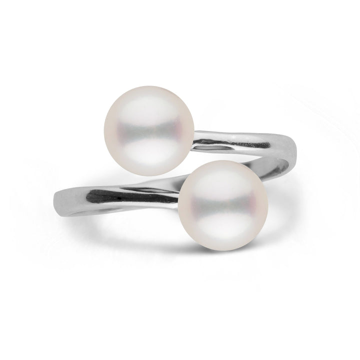Bypass Collection 7.0-7.5 mm Akoya Pearl Ring white gold top
