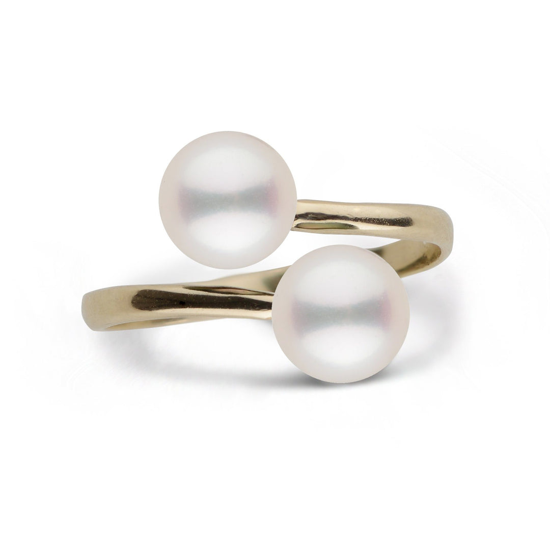 Bypass Collection 7.0-7.5 mm Akoya Pearl Ring yellow gold top