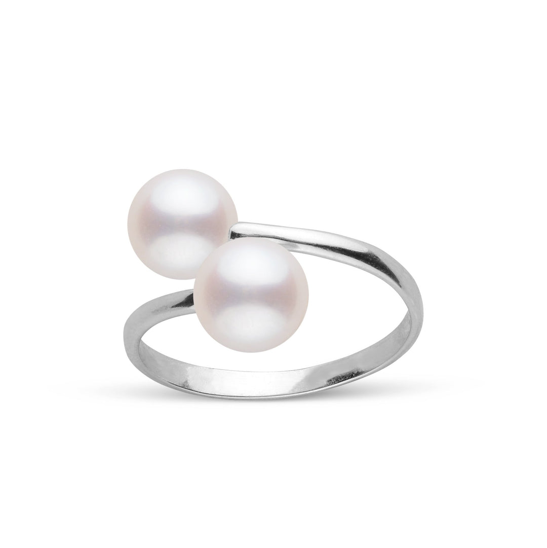 Bypass Collection 7.0-7.5 mm Akoya Pearl Ring white gold front
