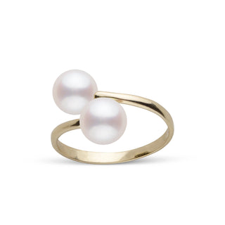 Bypass Collection 7.0-7.5 mm Akoya Pearl Ring yellow gold front
