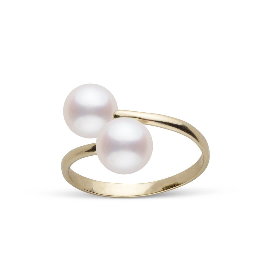 Bypass Collection 7.0-7.5 mm Akoya Pearl Ring yellow gold front