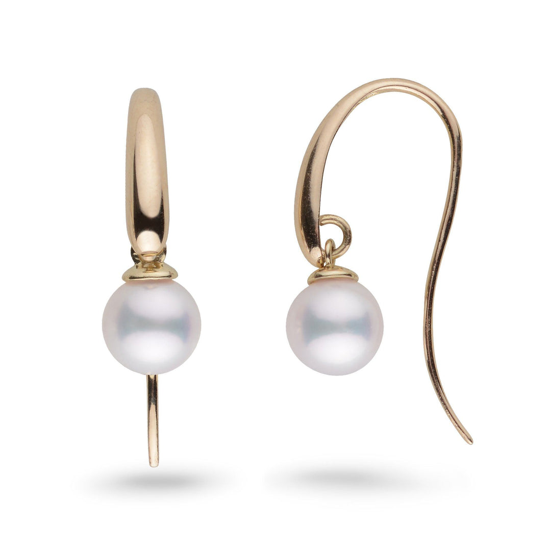 Cascade Collection 7.0-7.5 mm Akoya Pearl Earrings yellow gold