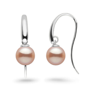 Cascade Collection 8.5-9.0 mm Pink Freshadama Pearl Earrings featuring lustrous pink freshwater pearls set on sleek 14K white gold hooks, elegant and timeless pearl earrings.