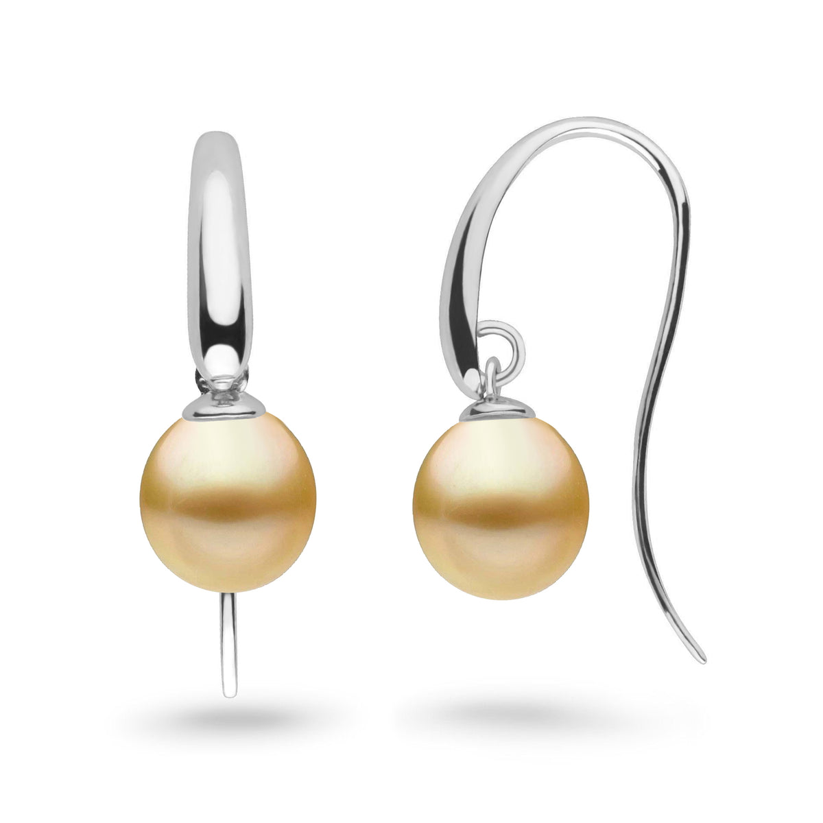 Cascade Collection 9.0-10.0 mm Golden South Sea Drop Pearl Earrings wg