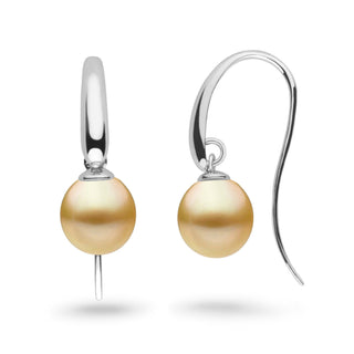 Cascade Collection 9.0-10.0 mm Golden South Sea Drop Pearl Earrings wg