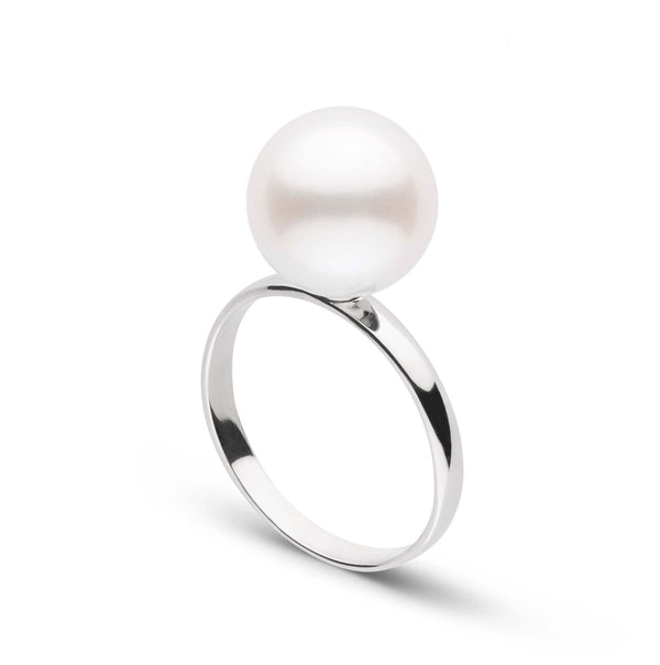 Classic Collection 10.0-11.0 mm Freshadama Pearl Ring featuring a large white freshwater pearl set on a sleek polished 14K white gold band, showcasing timeless elegance and sophistication.