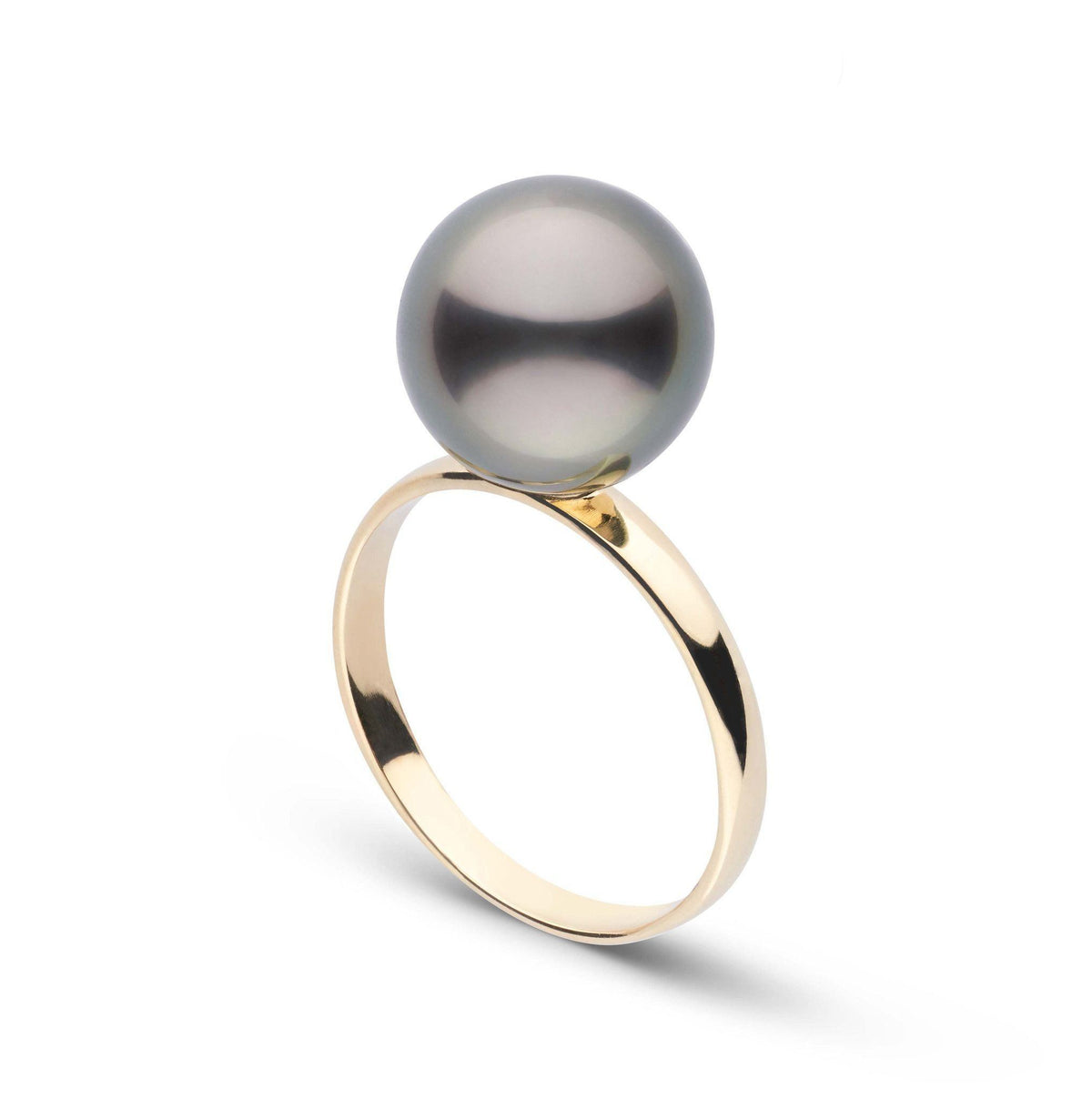 Classic Collection 10.0-11.0 mm Tahitian Pearl Ring featuring a lustrous black tahitian pearl set on a sleek and polished gold band.