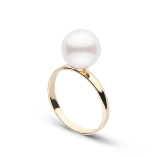 Classic Collection 8.5-9.0 mm Freshadama Pearl Ring featuring a large, round white freshwater pearl set on a simple, elegant yellow gold band.