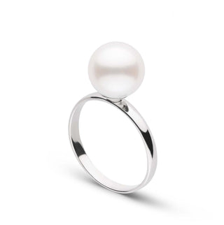 Classic Collection 8.5-9.0 mm Freshadama Pearl Ring featuring a single lustrous white freshwater pearl set on a polished 14K white gold band, elegant and timeless design.