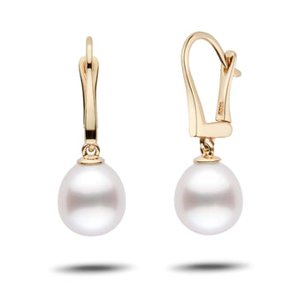 Classic Collection Drop White South Sea 10.0-11.0 mm Pearl Dangle Earrings Yellow Gold
