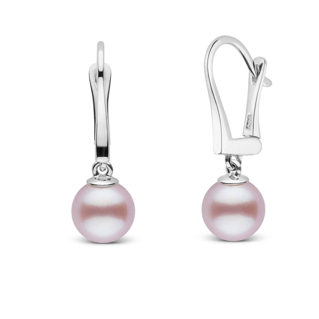 Classic Collection Lavender Freshadama Freshwater 7.5-8.0 mm Pearl Dangle Earrings white gold