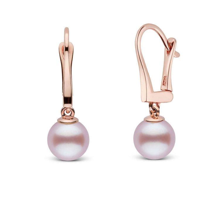 Classic Collection Lavender Freshadama Freshwater 7.5-8.0 mm Pearl Dangle Earrings Rose gold