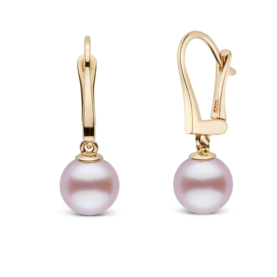 Classic Collection Lavender Freshadama Freshwater 8.5-9.0 mm Pearl Dangle Earrings yellow gold
