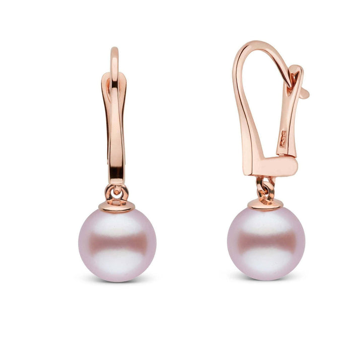 Classic Collection Lavender Freshadama Freshwater 8.5-9.0 mm Pearl Dangle Earrings rose gold