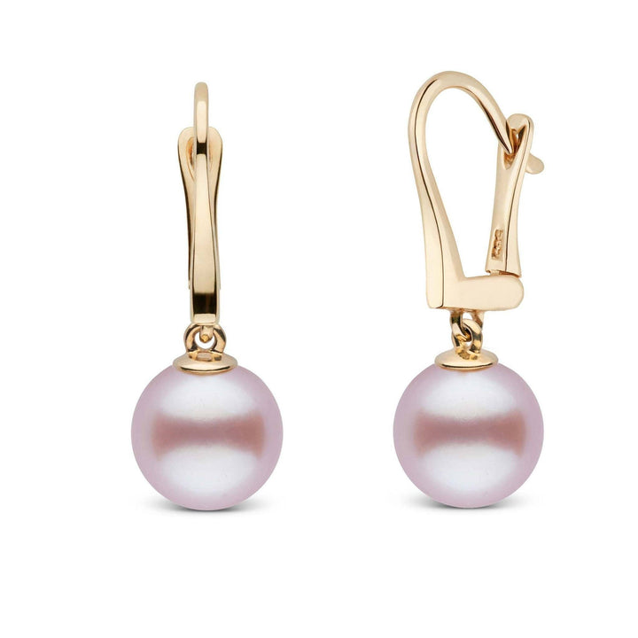 Classic Collection Lavender Freshadama Freshwater 9.0-10.0 mm Pearl Dangle Earrings yellow gold