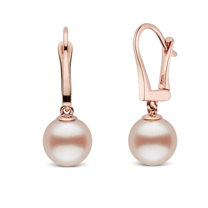 Classic Collection Pink to Peach Freshadama Freshwater 9.0-10.0 mm Pearl Dangle Earrings rose gold