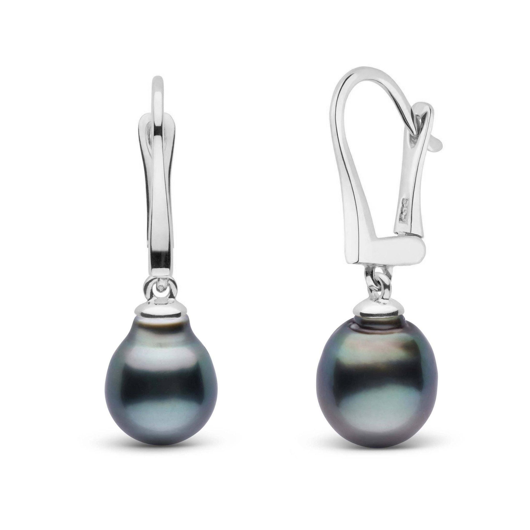 Classic Collection Tahitian Baroque 8.0-9.0 mm Pearl Dangle Earrings white gold
