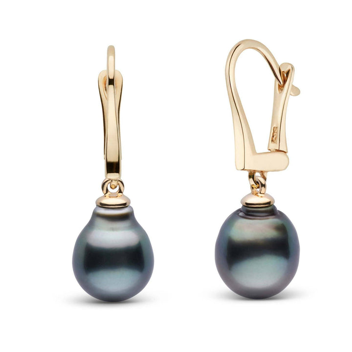 Classic Collection Tahitian Baroque 9.0-10.0 mm Pearl Dangle Earrings yellow gold