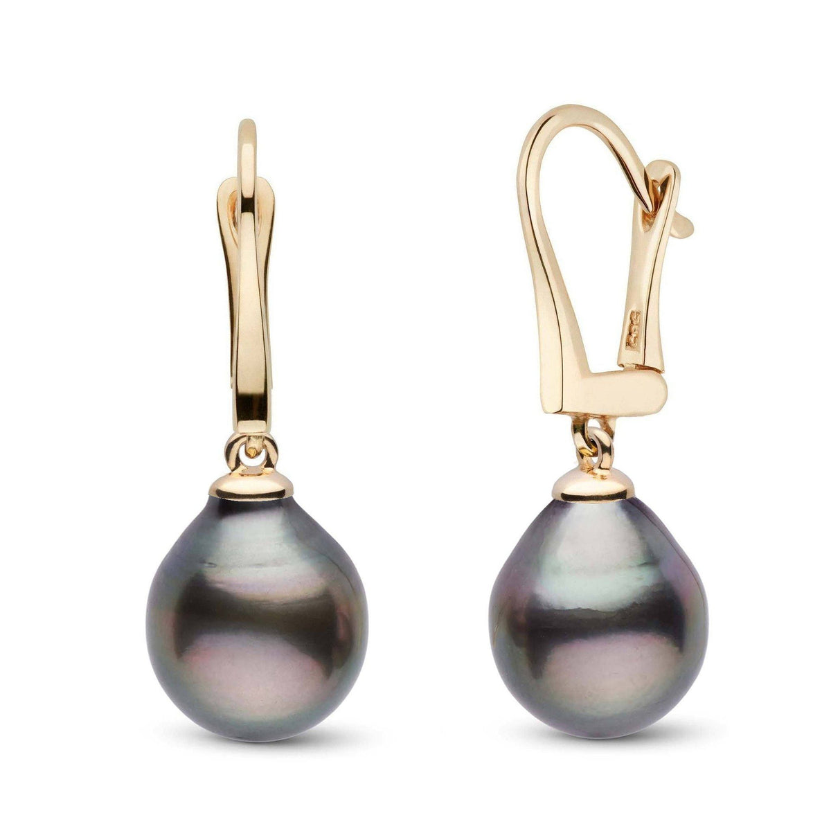 Classic Collection Tahitian Drop 11.0-12.0 mm Pearl Dangle Earrings yellow gold