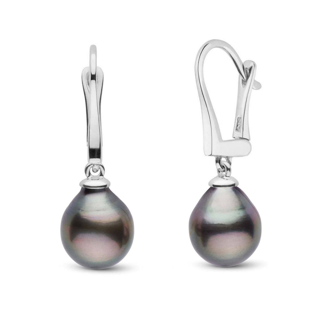 Classic Collection Tahitian Drop 8.0-9.0 mm Pearl Dangle Earrings white gold