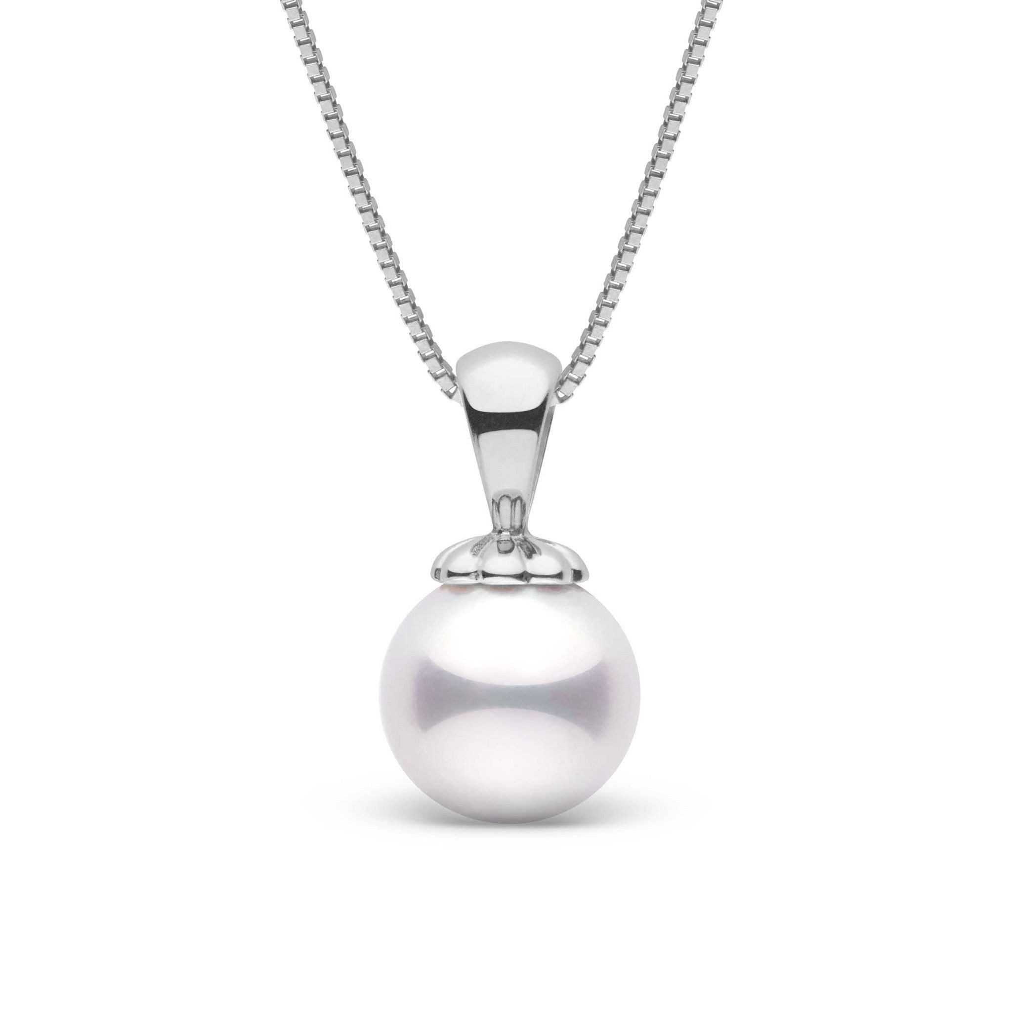 Classic Collection White 8.5-9.0 mm AAA Akoya Pearl Pendant white gold