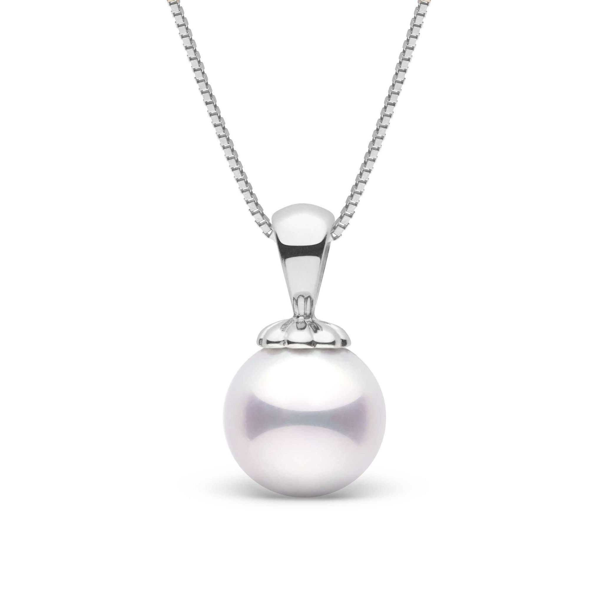 Classic Collection White 9.0-9.5 mm AAA Akoya Pearl Pendant white gold