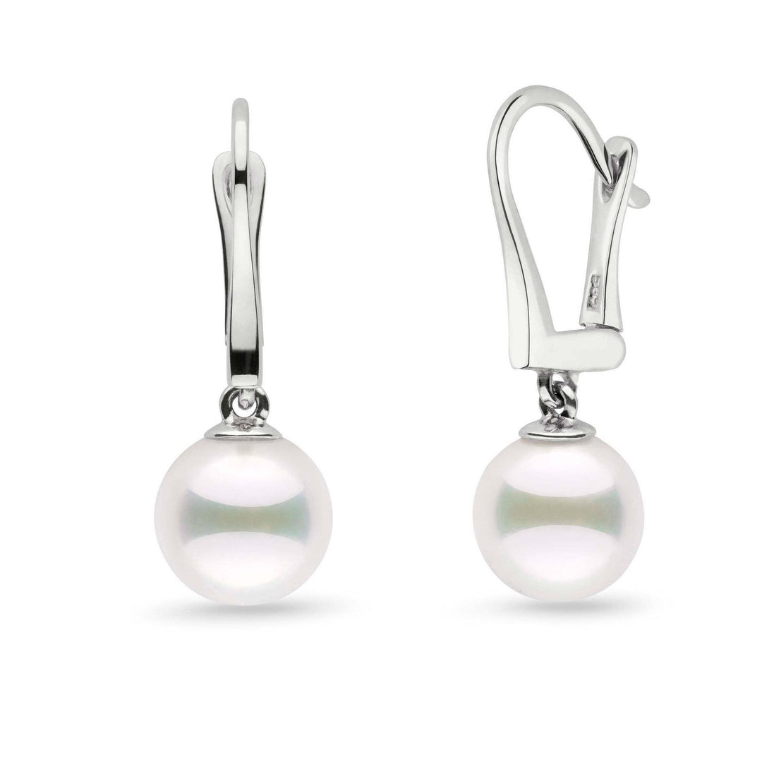Classic Collection White Akoya 8.5-9.0 mm Pearl Dangle Earrings white gold