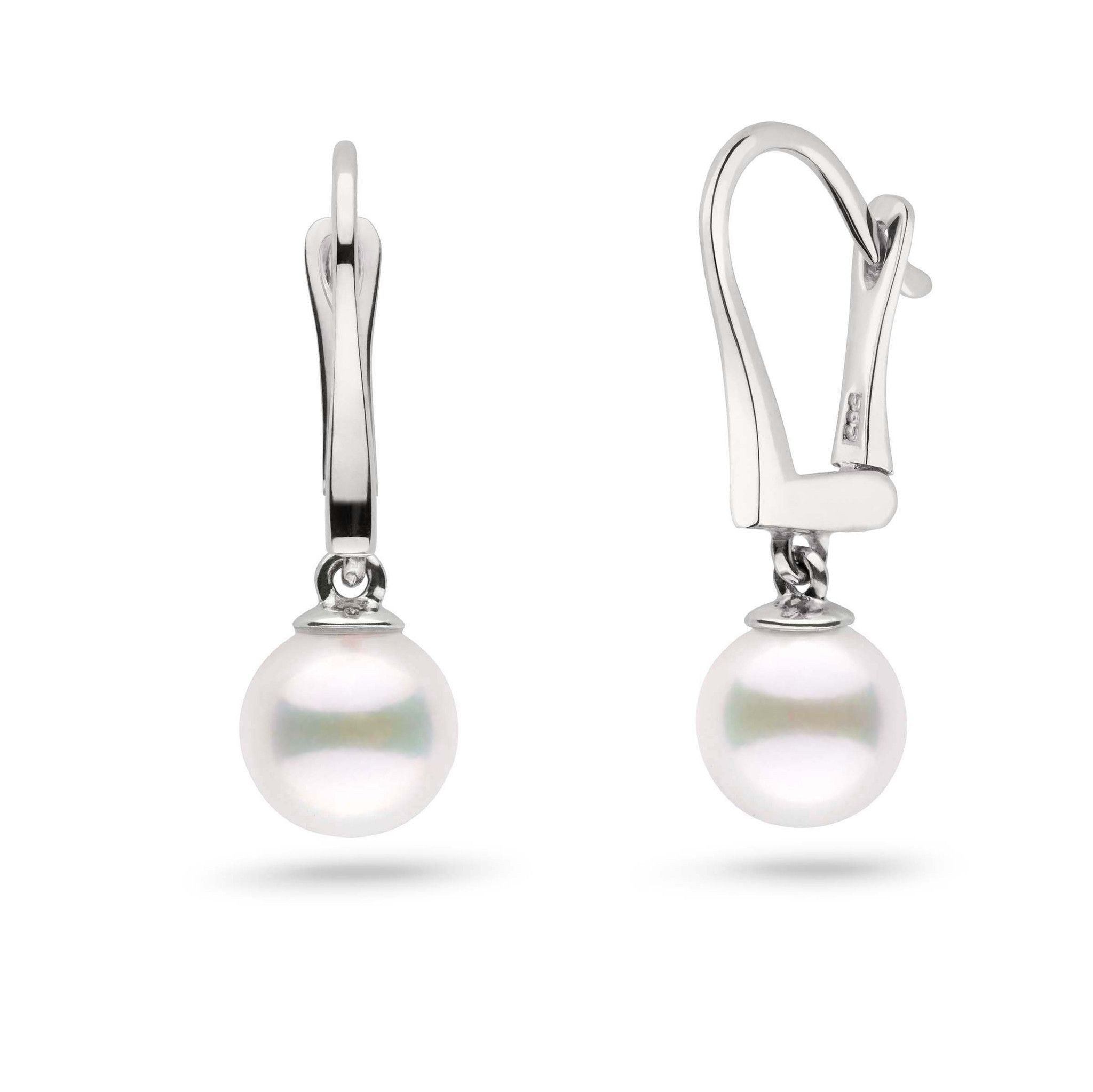 Classic Collection White Freshadama Freshwater 7.5-8.0 mm Pearl Dangle Earrings white gold
