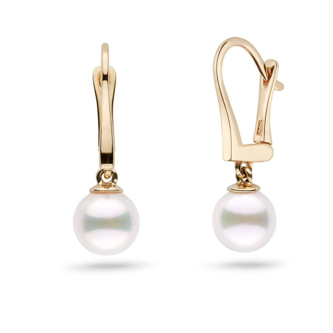 Classic Collection White Freshadama Freshwater 7.5-8.0 mm Pearl Dangle Earrings yellow gold