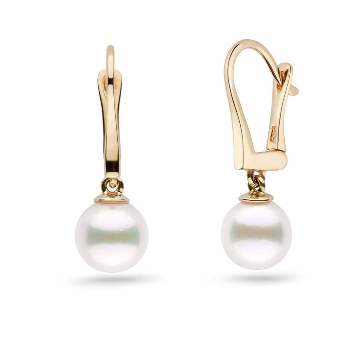 Classic Collection White Freshadama Freshwater 8.5-9.0 mm Pearl Dangle Earrings yellow gold