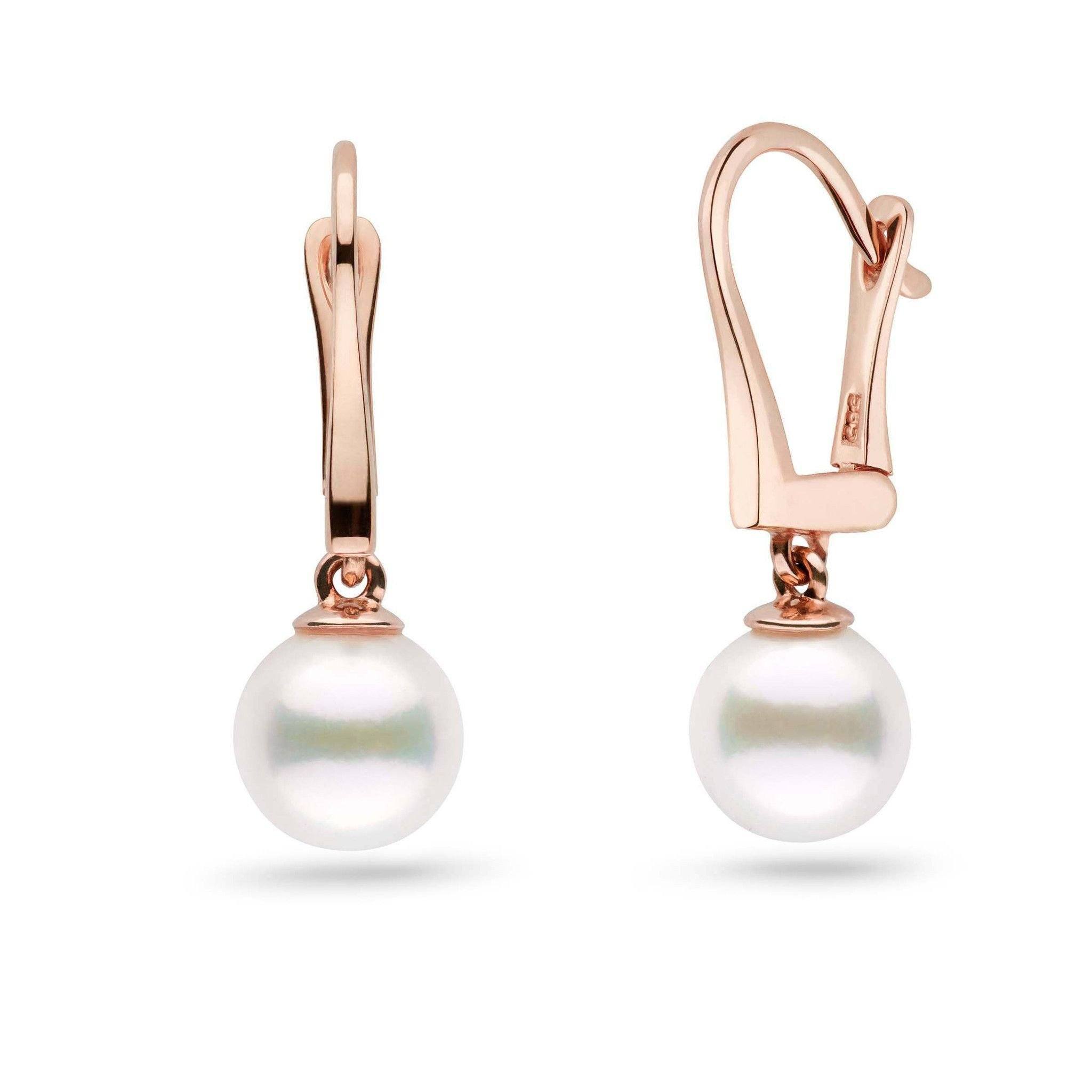 Classic Collection White Freshadama Freshwater 8.5-9.0 mm Pearl Dangle Earrings rose gold