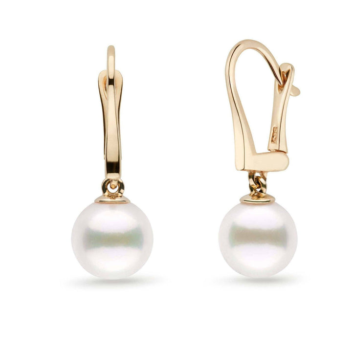Classic Collection White Freshadama Freshwater 9.0-10.0 mm Pearl Dangle Earrings yellow gold