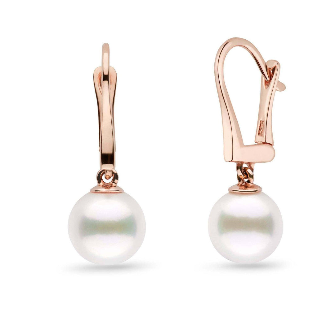 Classic Collection White Freshadama Freshwater 9.0-10.0 mm Pearl Dangle Earrings rose gold