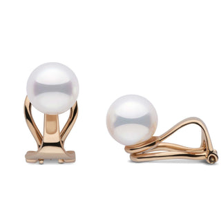 Clip-on Akoya 7.0-7.5 mm Pearl Earrings in yellow gold